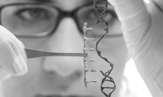 Lab tech with DNA